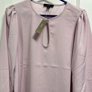 J. Crew Pink Puff Sleeve‎ Keyhole Top